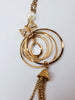 Vintage Gold Tone Ringed Crystal and Pearl Necklace - 1 of 1