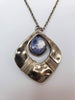 Silver Tone Necklace with Wrapped Metal Ring and Blue Stone - 1 of 1