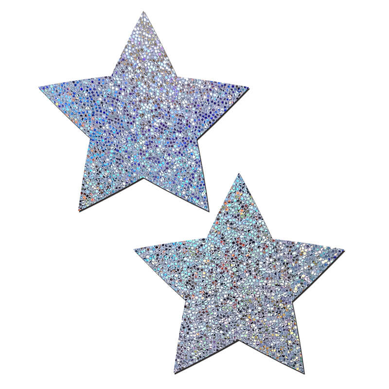Glittery Star Nipple Pasties - Silver – Violet Vixen