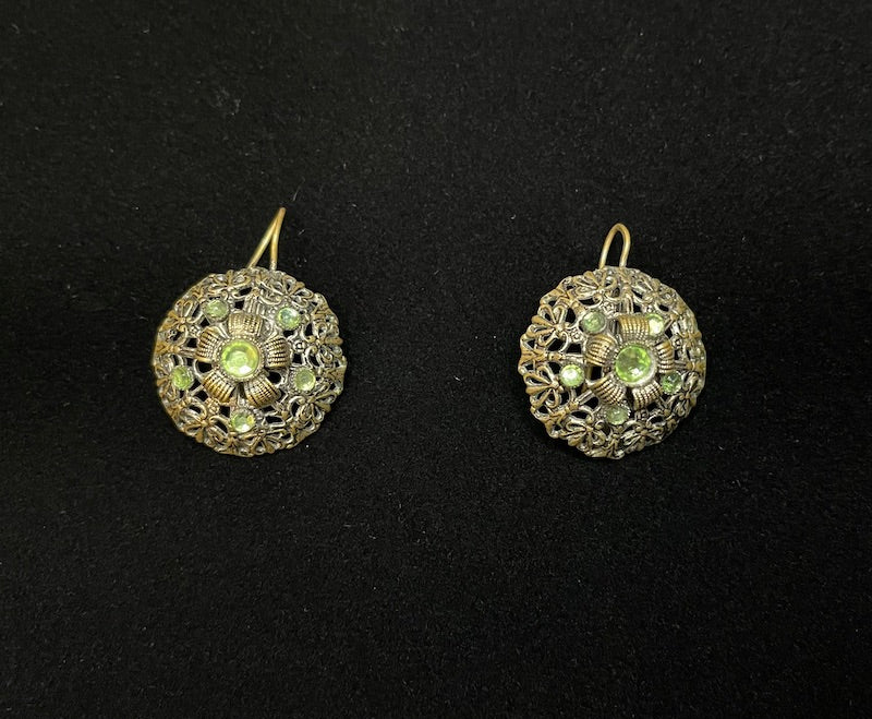 Vintage Golden Emerald Earrings