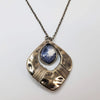 Silver Tone Necklace with Wrapped Metal Ring and Blue Stone - 1 of 1