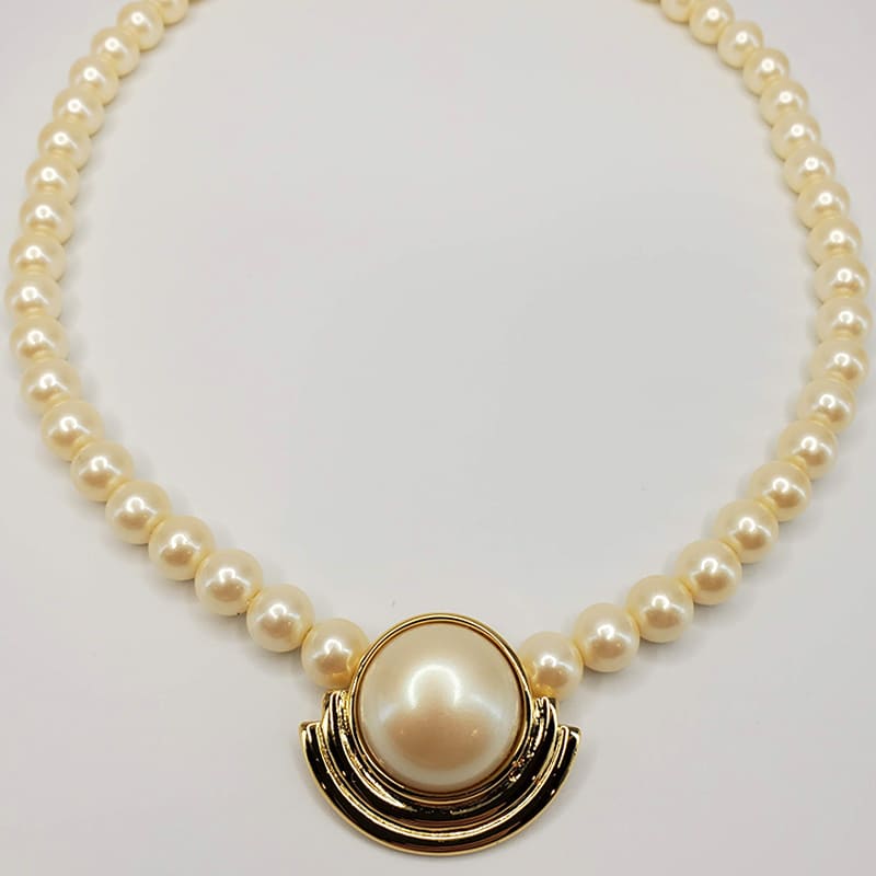 Vintage Gold Toned Deco Pearl Choker - 1 of 1