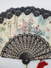 Vintage Black Lace Asian Print Fan - 1 of 1