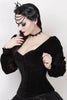Velvet Victorian Puff Sleeve Overbust Corset Top - Black