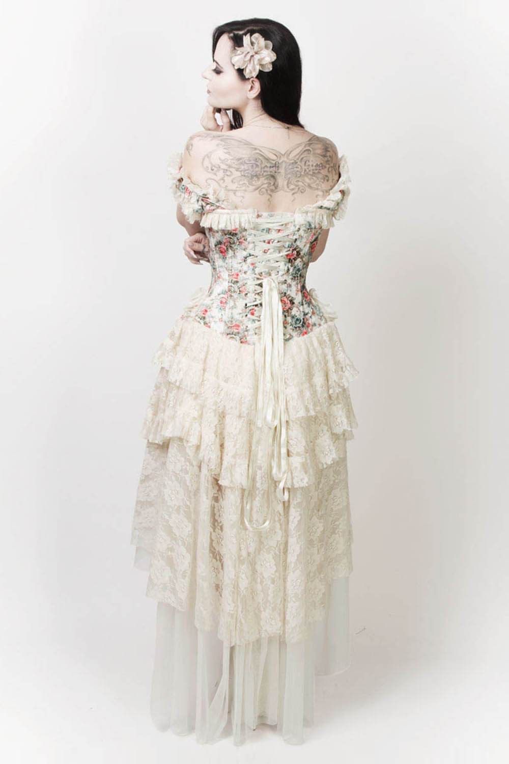 Ophelie Vintage corset dress in cream taffeta