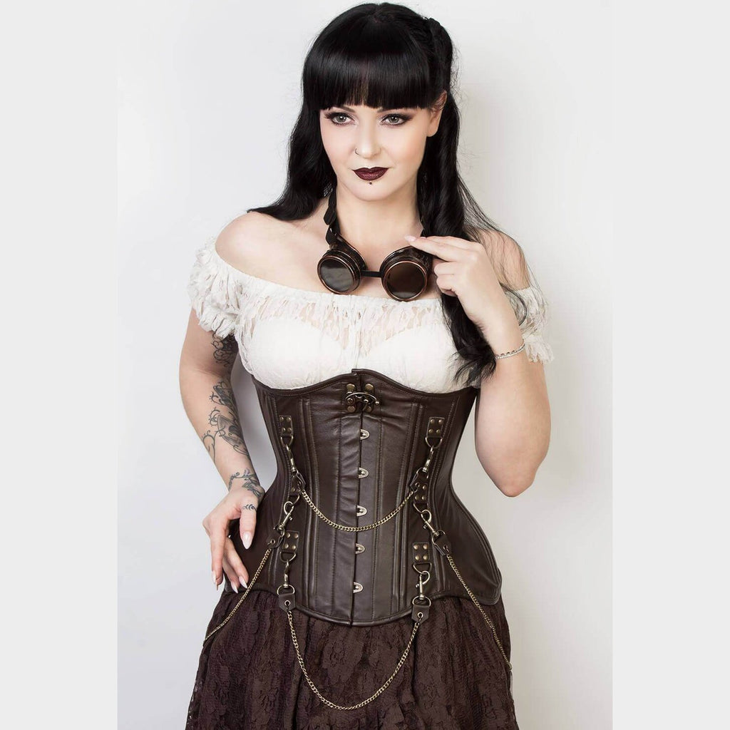 Chains and Chocolate Leather Underbust Corset