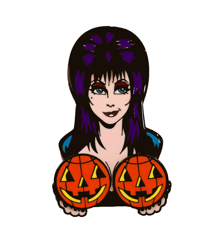 Elvira Spinning Pumpkins Enamel Pin