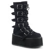 Buckle-up Goth Queen Stomper Boots - Black Velvet