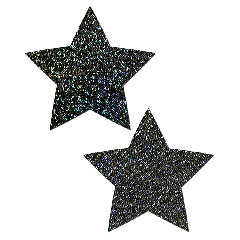 Glittery Star Nipple Pasties - Black