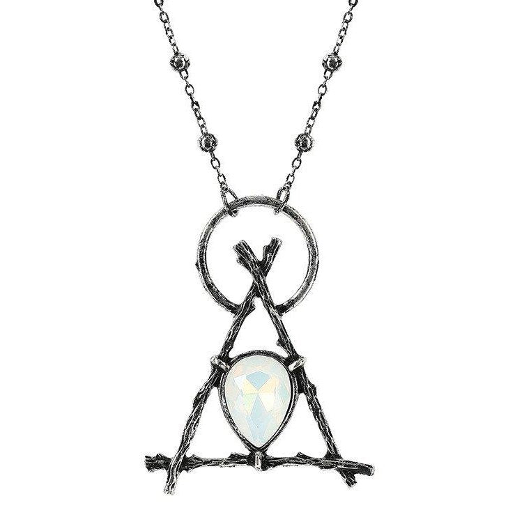 Delta Branched Necklace with Opal - Silver