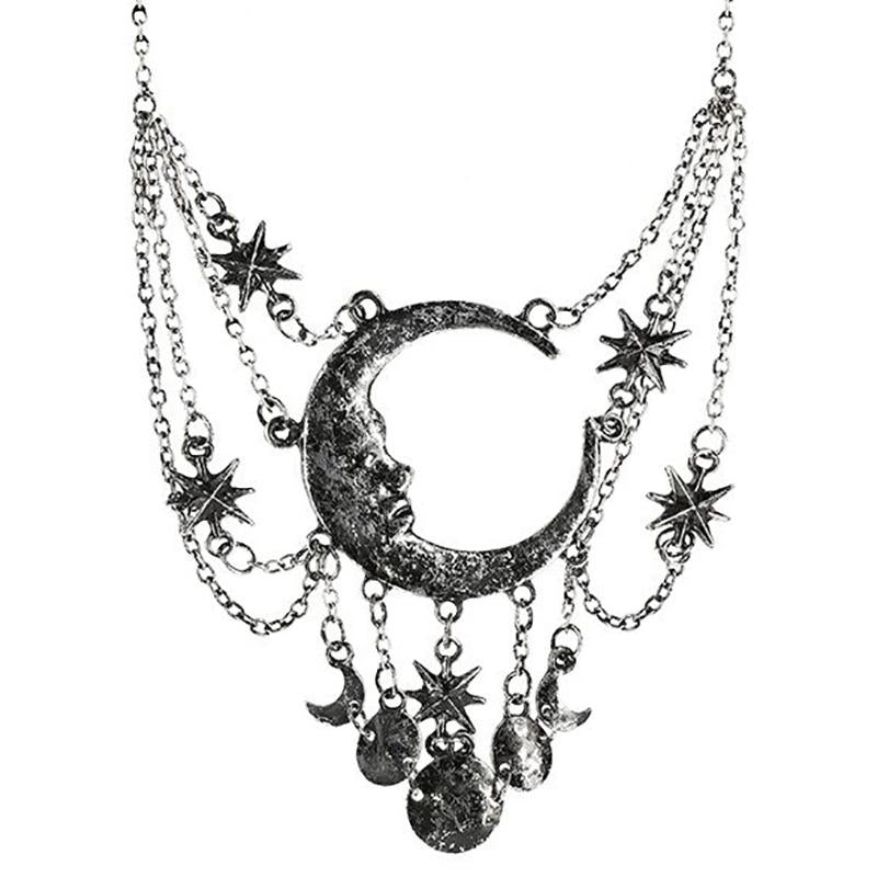 Dripping Moon Necklace - Silver