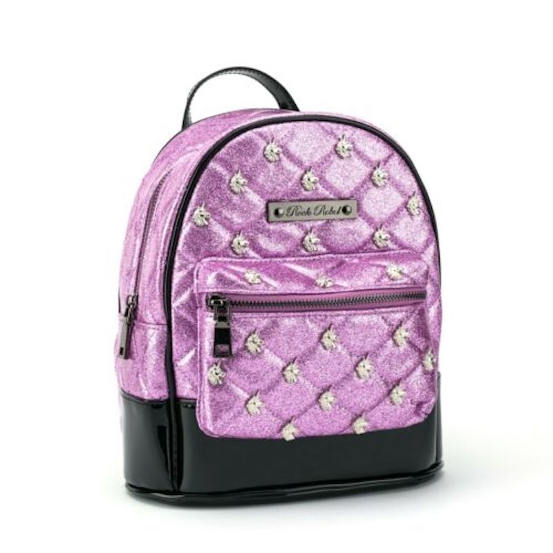 Pink Glitter Unicorn Studded Backpack Purse  (IN STOCK)