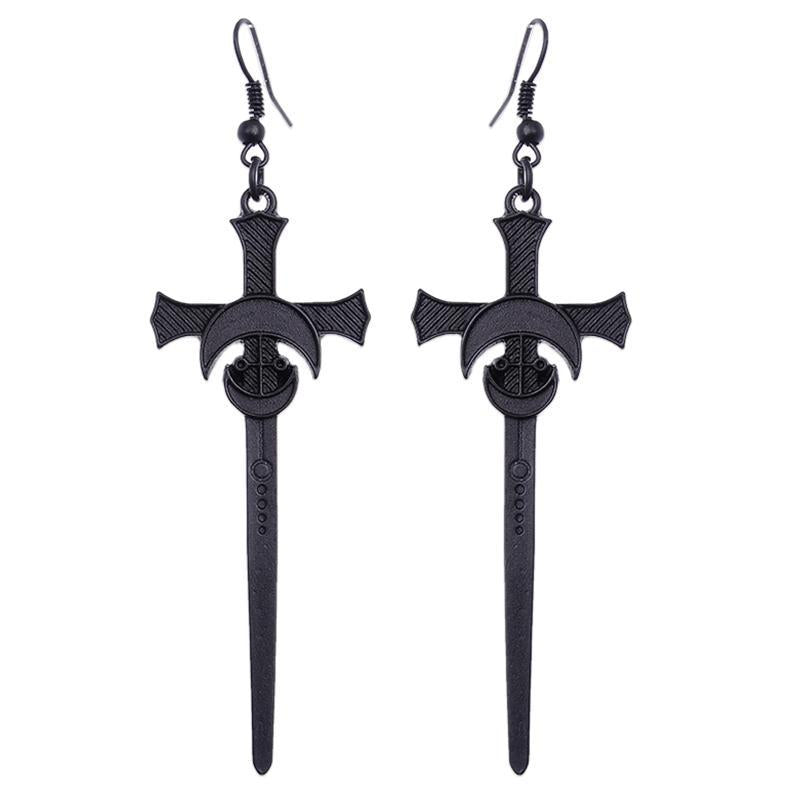 Sword of Athena Earrings - Black