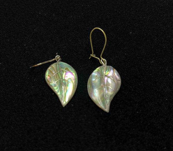 Vintage Iridescent Leaf Opal Earrings