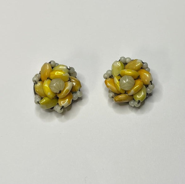 Yellow Flower Beaded Earrings