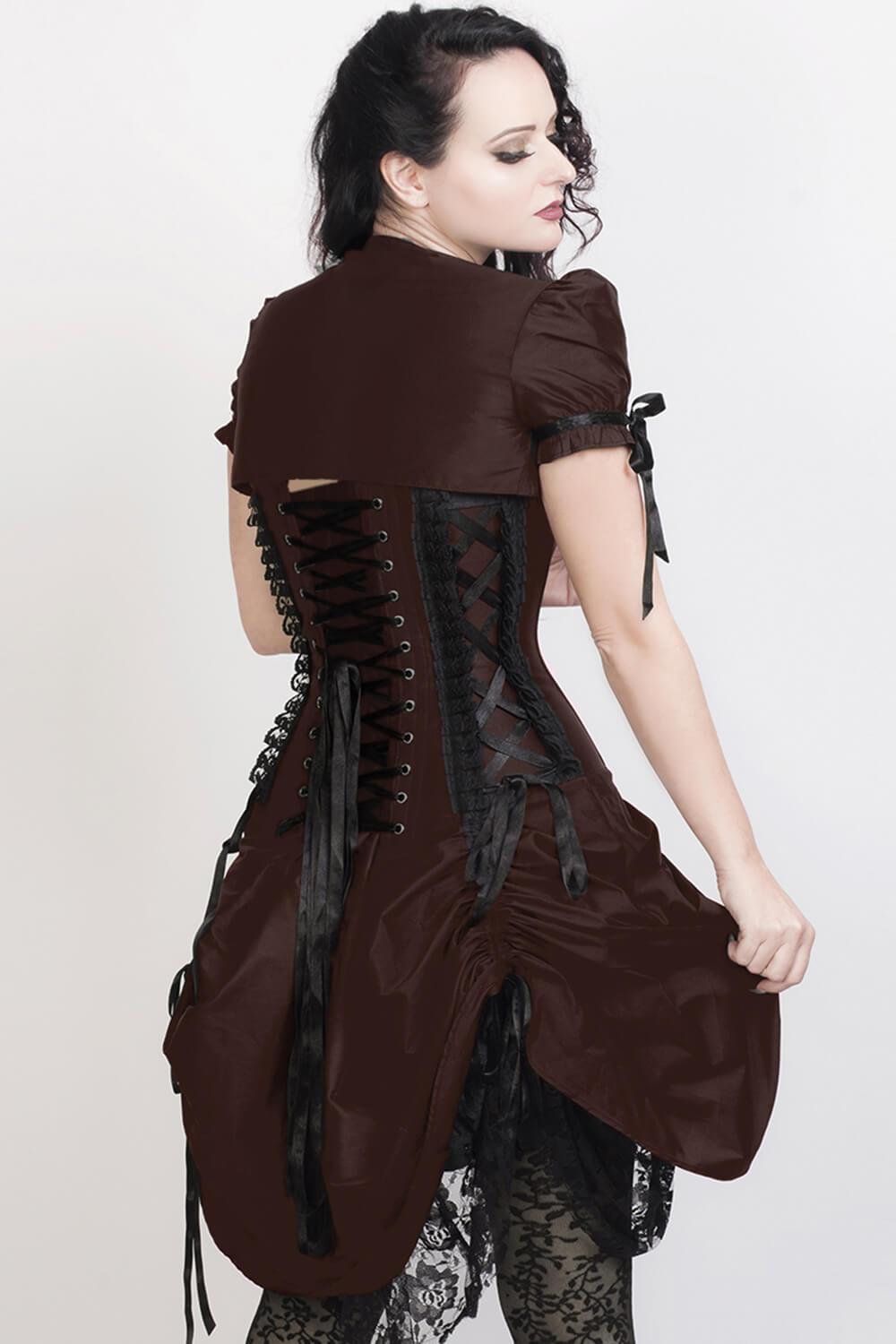 Dracula Clothing Bat Ruffle Lace Brocade Steampunk Victorian Gothic Dress  32-9-B